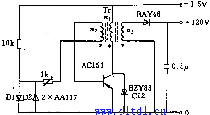 5V供电串一电阻一发光二极管,二极管导通电压