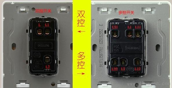 在双控开关的三个接线柱中,l(有些品牌的标注是com)是进线,l1与l2分别_接线图分享 在双控开关的三个接线柱中,l(有些品牌的标注是com)是进线,l1与l2分别