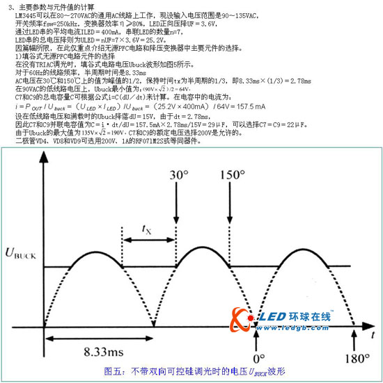 基于控制器LM3445带三端可控硅调光器的离线式LED驱动器