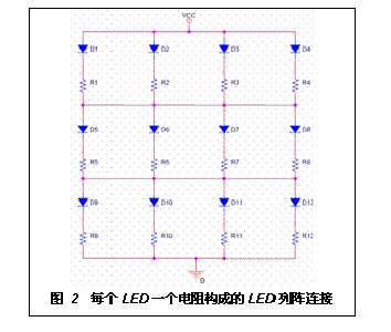 每个LED一个电阻构成的LED列阵连接