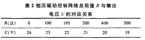 恒压驱动控制网络总阻值月与输出