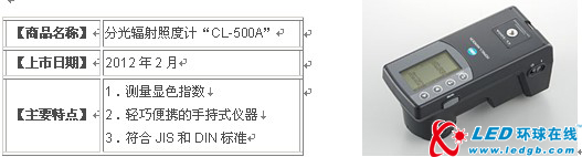 柯尼卡美能达首款分光辐射照度计“CL-500A”上市