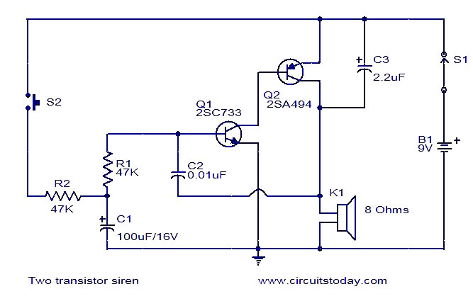 基于两个晶体管报警电路设计