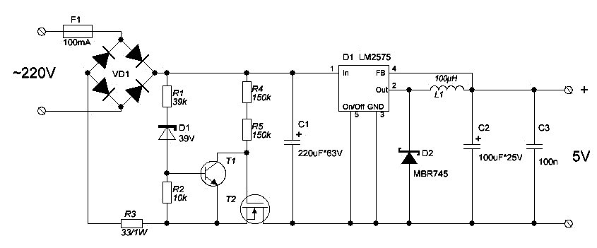 LM2575的电源变压器从220V