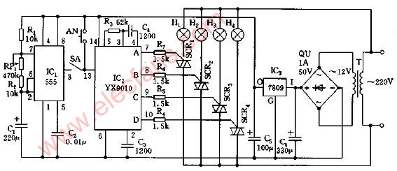 梦幻彩灯控制电路图