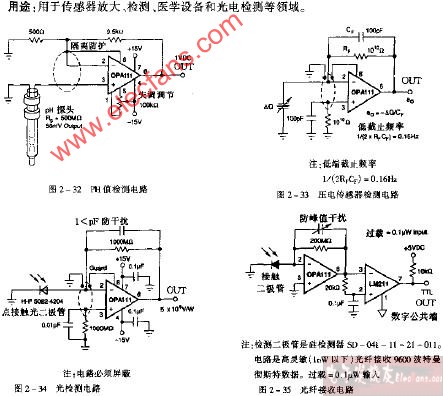 OPA111压电传感器检测电路图_电子设计应用