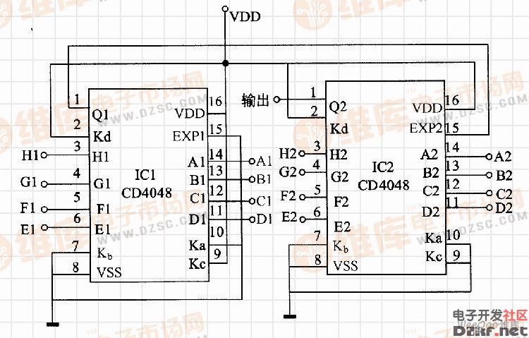 输入端或非门构成电路