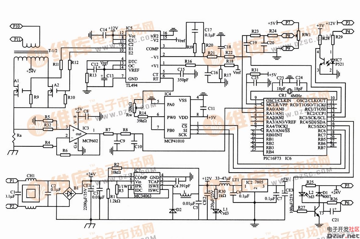 基于DC-DC控制芯片的开关电源电路图