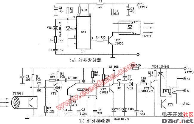 远距离红外遥控电路图