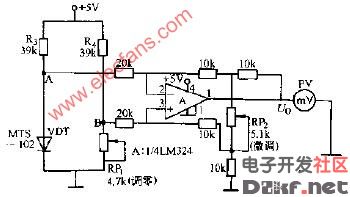 温敏二极管电桥0-100度温度计电路图