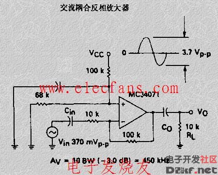 交流耦合反相放大器电路