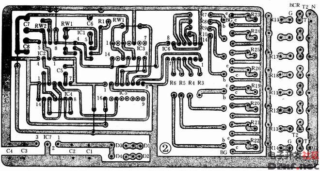 四花样自动切换的彩灯控制器的电路原理图