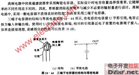 三端子电容器的结构与等效电路图