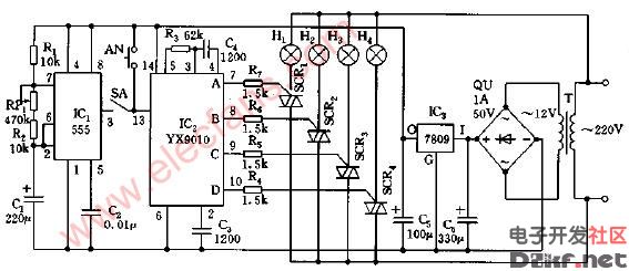 梦幻彩灯控制电路图