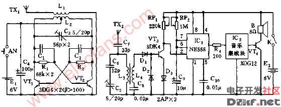 遥控门铃电路图