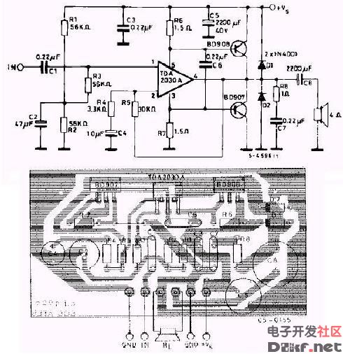 TDA2030功放集成块和BD907\/BD908制作的4