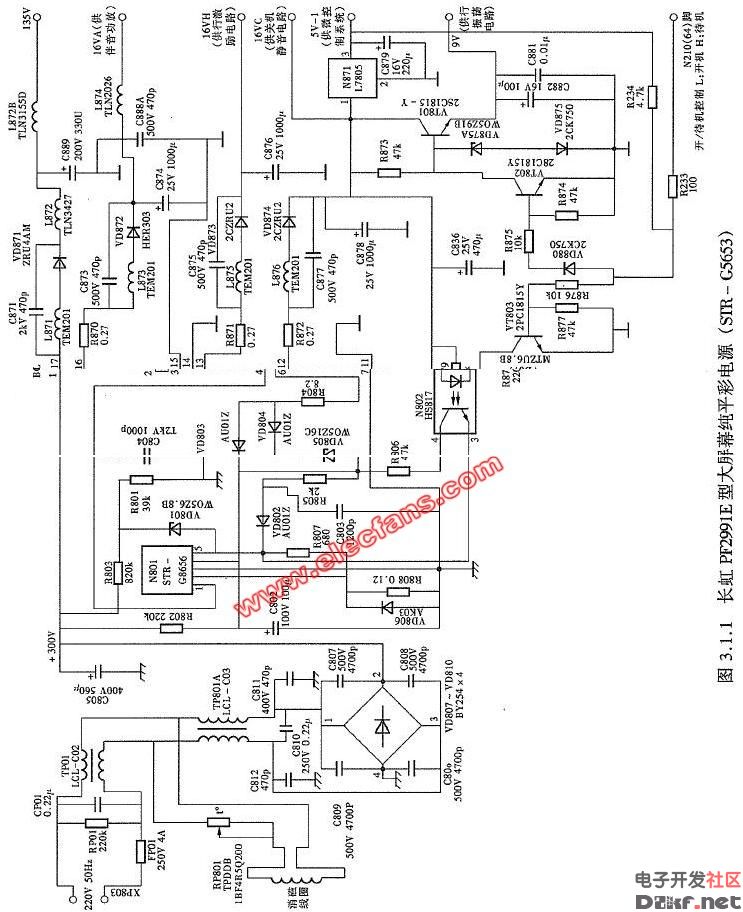 长虹pf29912991e型大屏幕纯平图纸电源电路图(str-空气彩电架悬图片