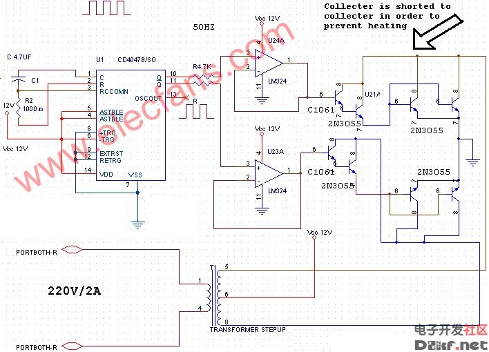直流12v转220v交流逆变器电路图(500w)