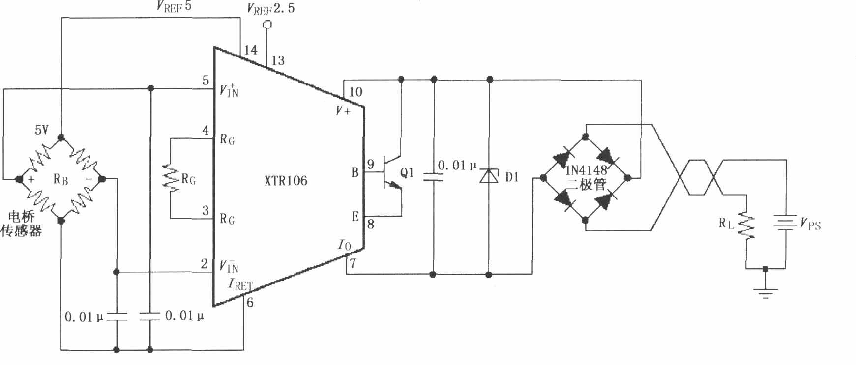 反向电压和浪涌过电压保护电路图(XTR106)