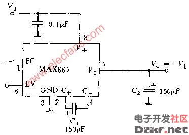 MAX660构成的负电压变换器电路