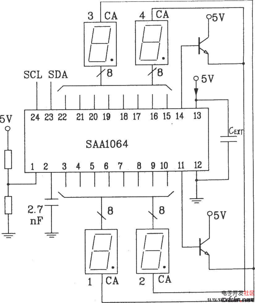 SAA1064串行I2C总线LED显示驱动集成电路动