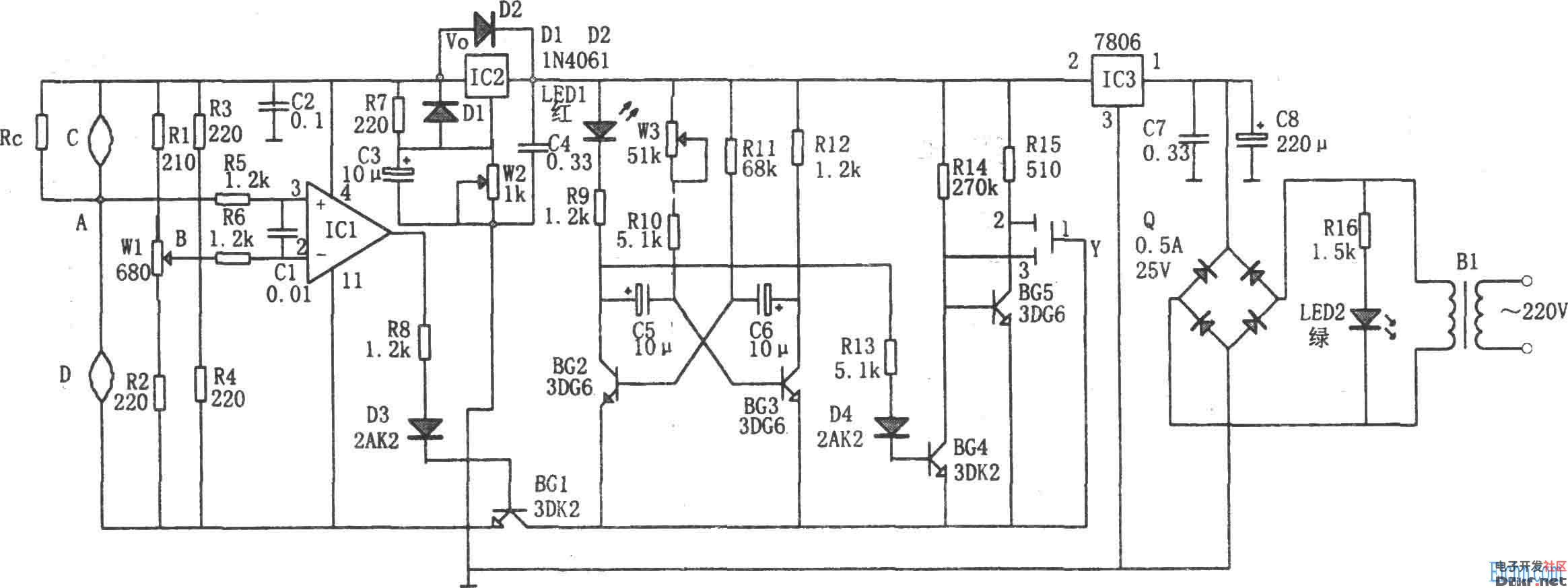 可燃气体监漏报警器电路图_电子设计应用_电