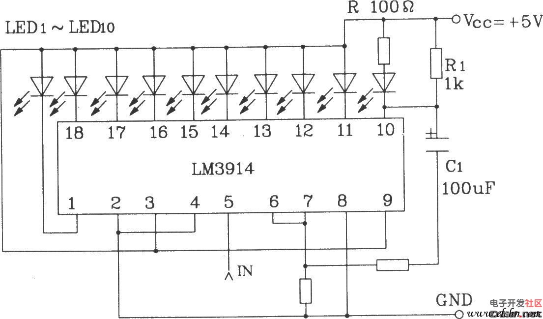 LM3914系列点\/线图形LED显示驱动集成电路构