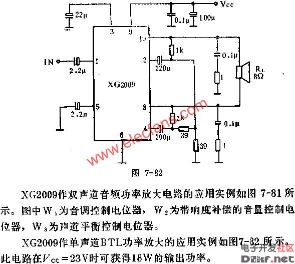 XG2009双声道音频功率放大电路的应用