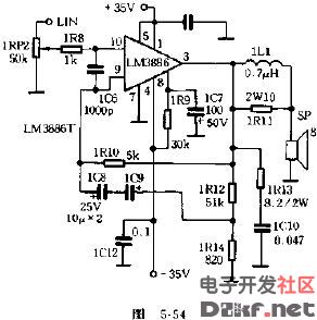低成本集成电路功率放大器电路原理图 - 电路图