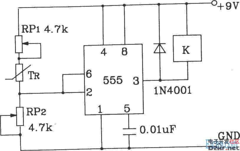 T-121温度传感器构成温度控制电路图