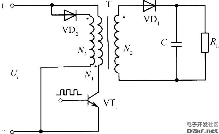 带有能量归还绕组的二极管钳位电路单端反激式