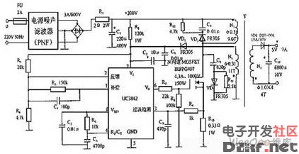 uc3842\/uc3843隔离单端反激式开关电源电路图