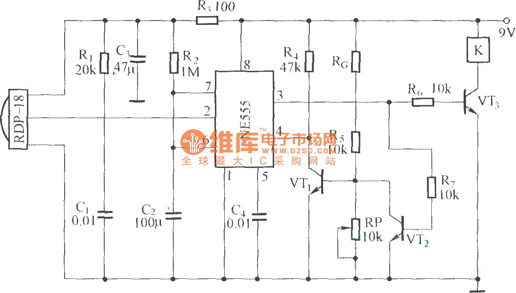 热释电红外控制的自动照明灯控制电路