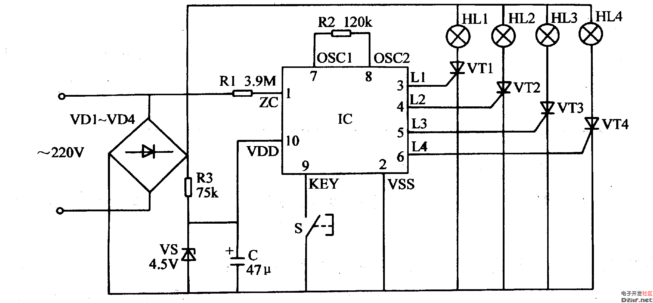 彩灯控制器电路图大全
