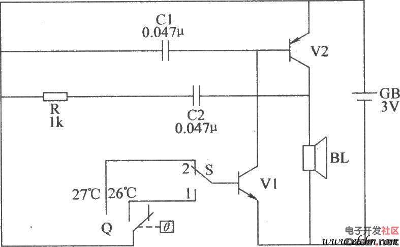 水稻育苗床高温报警器电路