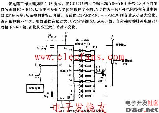 cd4017中文资料pdf  cd4017构成音量步进控制器电路