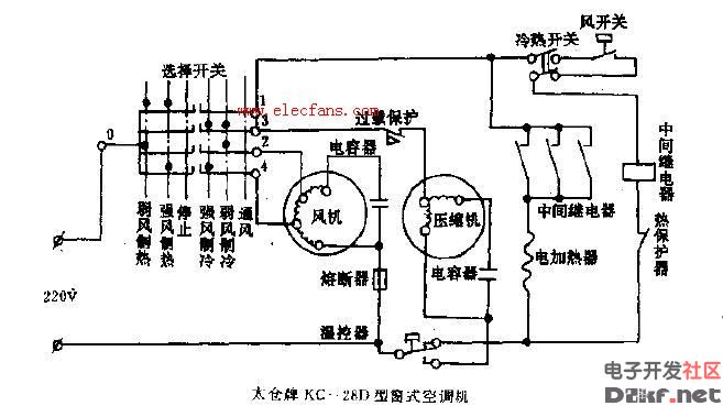 太仓牌KC-28D型窗式空调机电路图