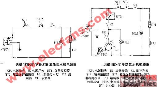 天健WH-3TWH-3TB温热饮水机电路图