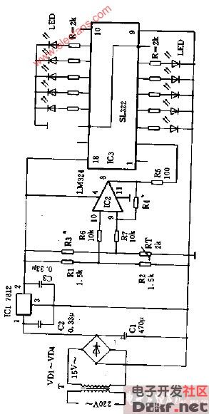 电冰箱温度显示器电路图