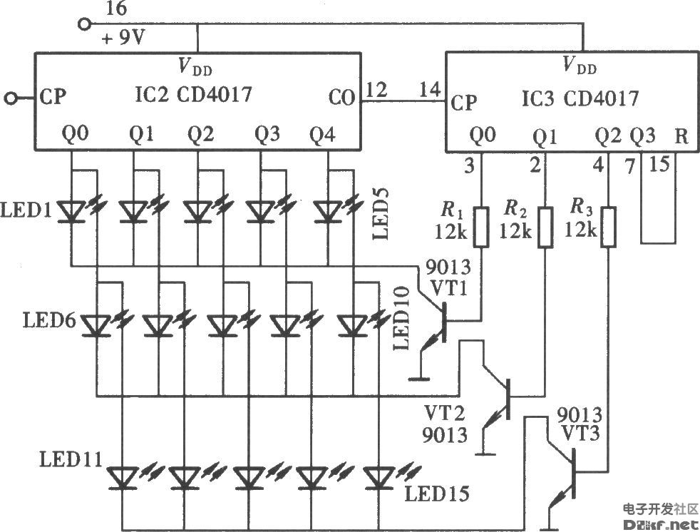 由CD4017组成的多路显示器电路