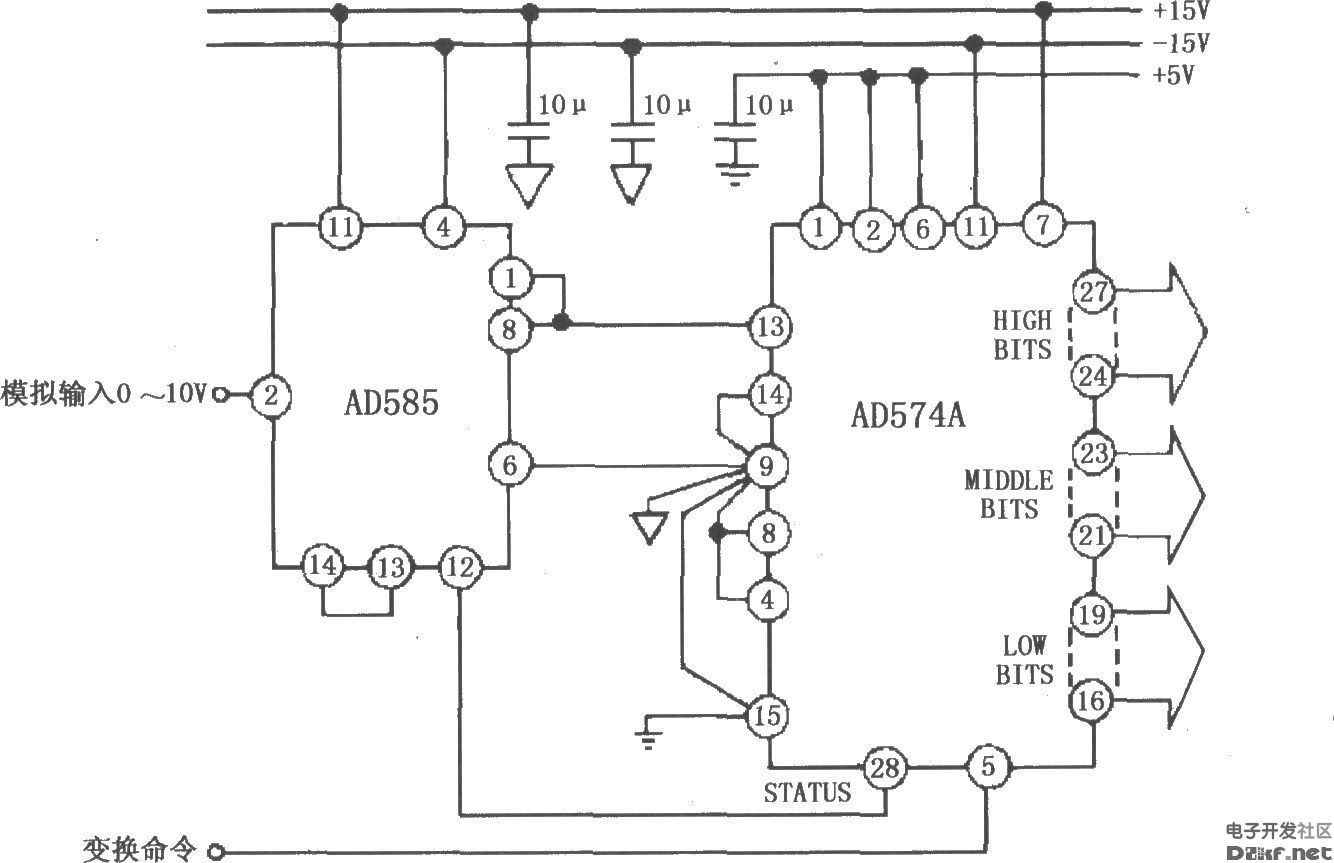 AD585的12bitA\/D变换系统电路