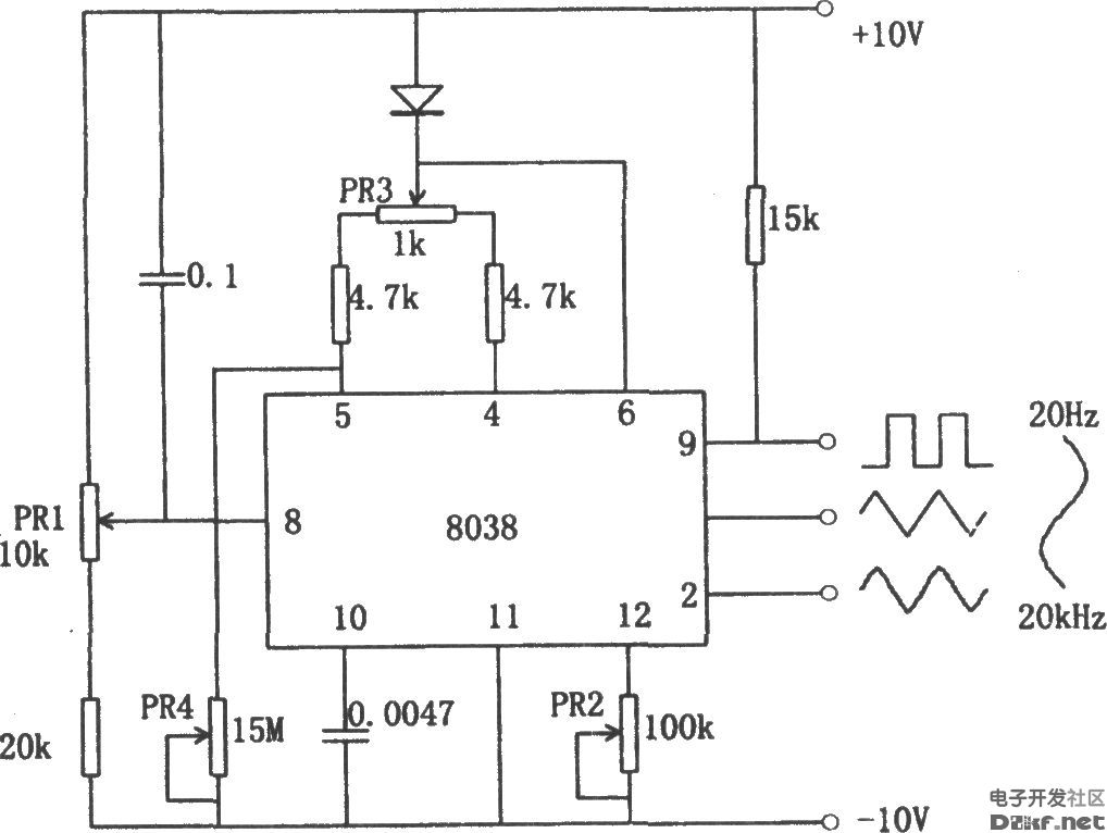 采用8038的函数发生器