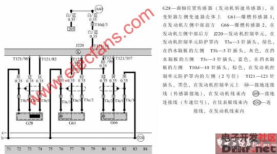 发动机控制单元、爆燃传感器、曲轴位置传感器