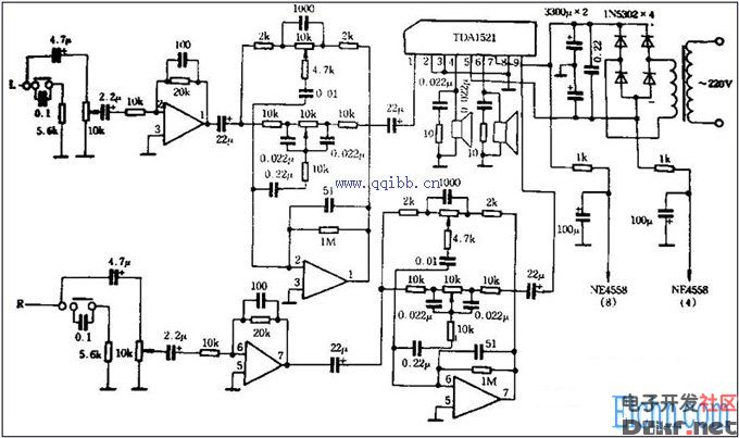 TDA1521搭配NE5532制作的功放电路