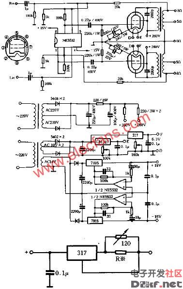 NE5532推动的电子管功放电路原理图