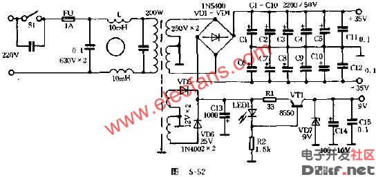 低成本集成电路功率放大器电路原理图