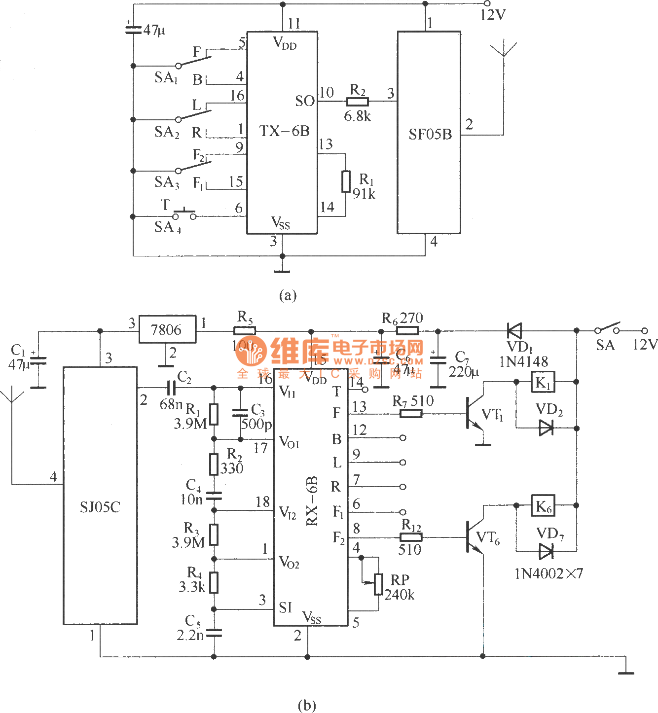 塔吊无线遥控电路(SF05B\/SJ05C)