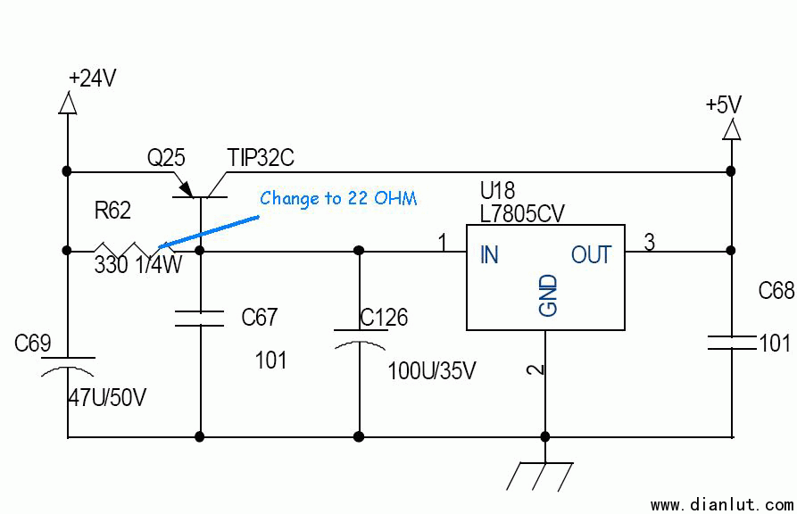 7805扩流电源电路图