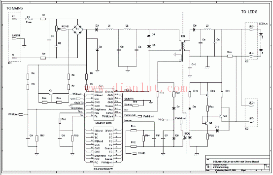 12W调光LED驱动器电路图_电子设计应用_电