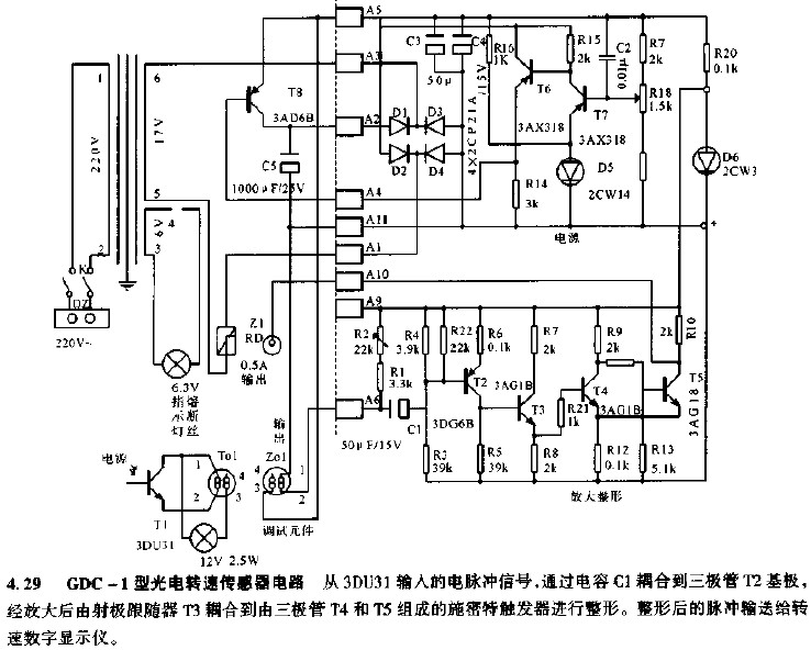 GDC-1型光电转速传感器电路